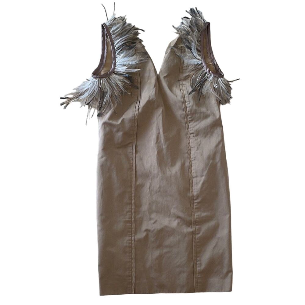 Hugo Boss feathered sleeveless dress